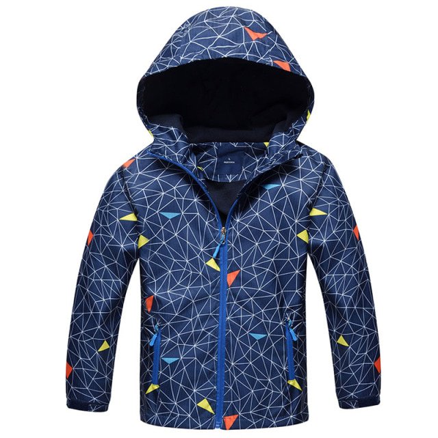 AAMILIFE Boys Waterproof Fleece Lined Jacket Color Block Windbreaker Hooded Coat