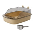 thumbnail image 2 of MERIGLARE Cat Litter Box Cat Sand Basin with High Side Cat Litter Container Durable Splash brown, 2 of 9