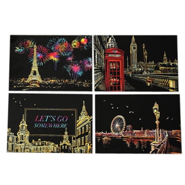 Agiferg 4 Pcs 20x14cm Papier de Peinture Magique à Gratter avec Bâton de Dessin Jouet pour Enfants
