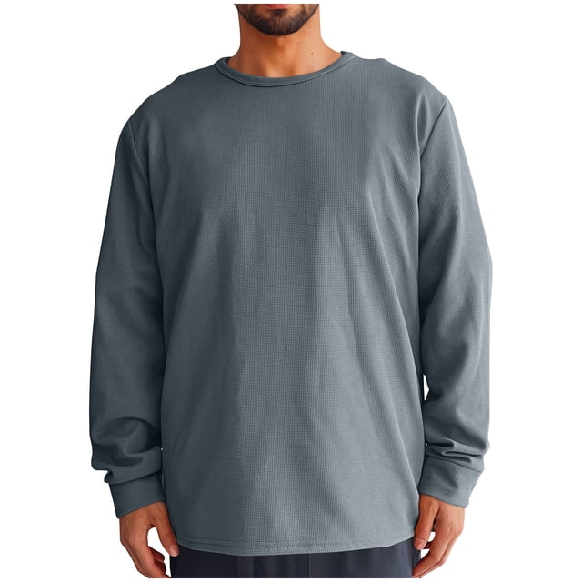 Jalioing Chandail à Col Rond pour Hommes Décontracté à Manches Longues Chandail Texturé Couleur Unie Basique Ample