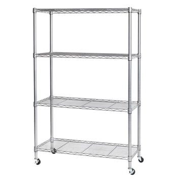 Seville Classics 4-tier Steel Wire Shelving Unit, Silver, 56.5" H X 36" W X 14" D