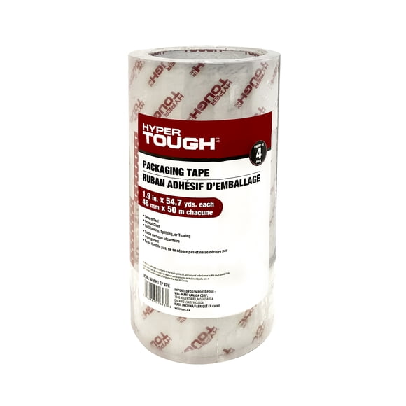 Hyper Tough Crystal Clear Packing Tape, 1.88in x 54.7yd., 4 Rolls