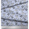 thumbnail image 3 of Soimoi Blue Rayon Fabric Coffee & CHill Text Fabric Prints By Yard 56 Inch Wide, 3 of 5