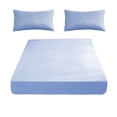 thumbnail image 2 of Cagogo Fitted Sheet Set, Non Slip Double Bed Sheet 200x150cm with Pillowcases, All Inclusive Mattress Protector Cover, Soft Polyester Fiber Bedding for Sleeping Home Hotel, 2 of 6