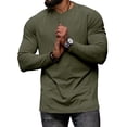 thumbnail image 4 of Jalioing T-Shirt Décontracté pour Homme, Basique, Ample, à Manches Longues, Col Ras du Cou, T-Shirt d'Automne, Couleur Unie, Chandail à Enfiler, 4 of 8