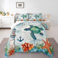 thumbnail image 2 of Erosebridal Green Sea Turtle Bedding Sets Twin with Comforter, Sailing Anchor Duvet Insert, Lighthouse Decor, Microfiber, 2 of 7