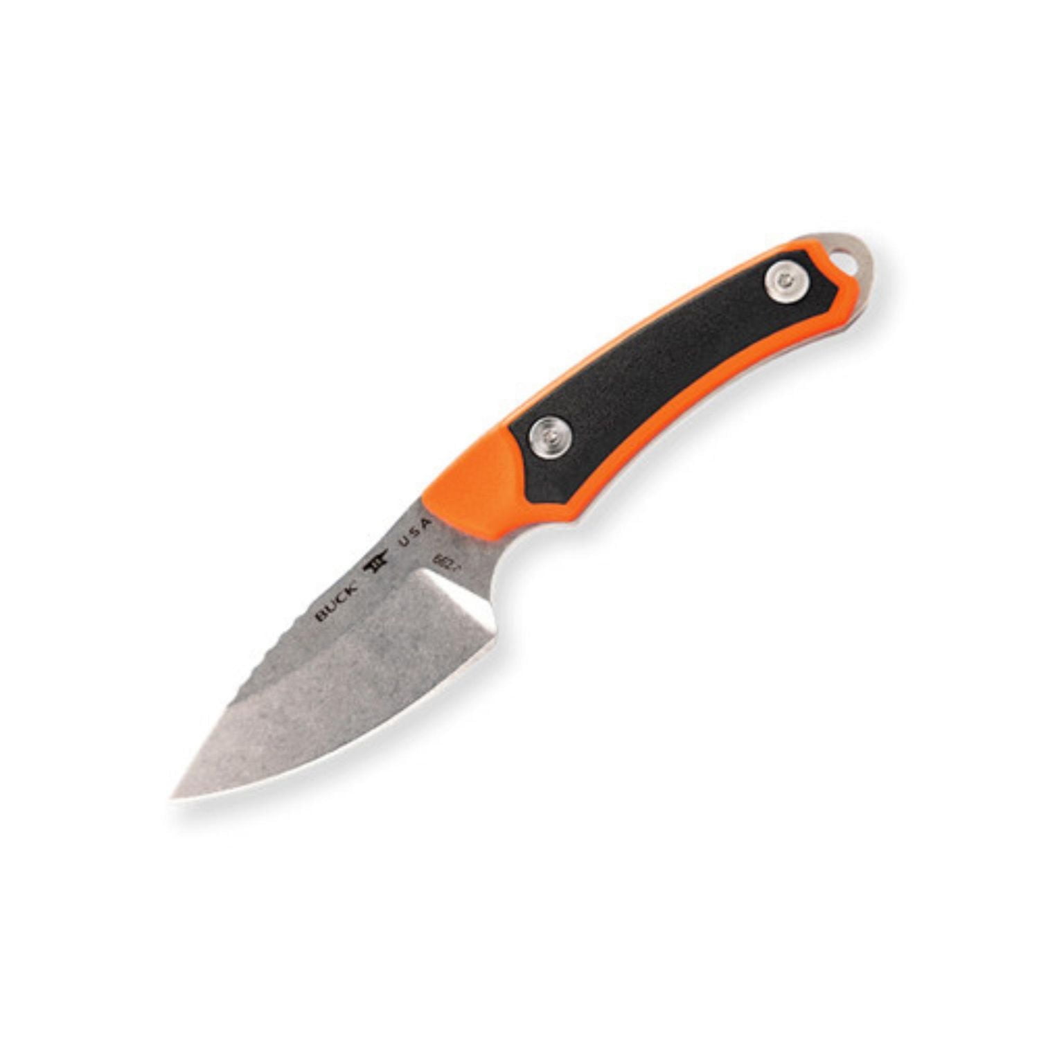 Buck Alpha Scout Select Orange – Couteau à pointe tombante en acier inoxydable 420HC avec manche GFN et Versaflex, gaine en nylon – 0662ORS, fabriqué aux États-Unis
