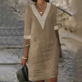 thumbnail image 1 of Weiqiqre Robes pour Femmes 2024 Mode Femmes Été Décontracté Col en V Couleur Unie Manches Courtes Robe Rabais, 1 of 5