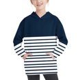 thumbnail image 1 of MeetoTime Chandail à Capuchon Surdimensionné pour Filles et Garçons, Manches Longues, Coupe Ample, à Rayures Imprimées, Chandail d'Automne et d'Hiver pour Enfants, 1 of 6
