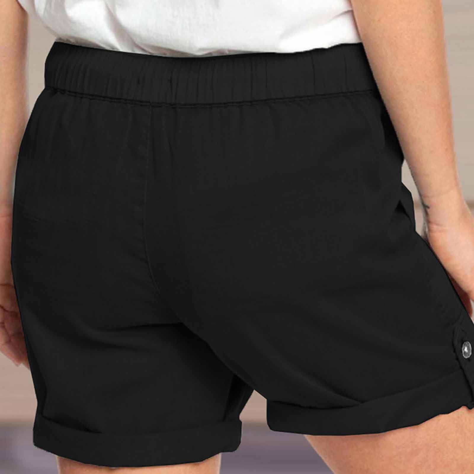 Pntutb Plus Size Clearance!Womens Comfy Drawstring Solid Color Casual Elastic Waist Pocket Shorts Pants