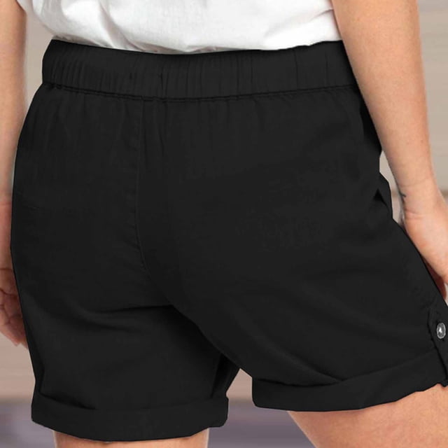 Pntutb Plus Size Clearance!Womens Comfy Drawstring Solid Color Casual Elastic Waist Pocket Shorts Pants