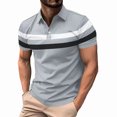 thumbnail image 1 of Shirts for Men, Mens Patchwork Fallow Button Round Neck Sports Short Sleeve Shirt, 1 of 5