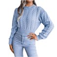 thumbnail image 2 of EGNMCR Chandails pour Femmes Mode Décontractée Manches Longues Creux Base Tricoté Chandail, Cadeaux pour Femmes, 2 of 5