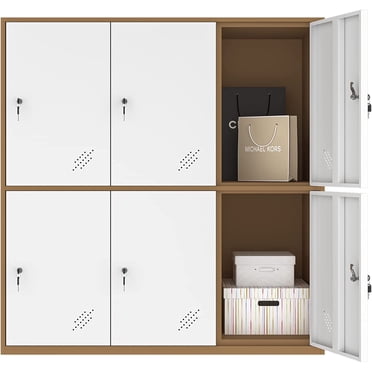 mecolor Armoire de Casier de Bureau en Acier avec Clés, Organisateur de Casier pour l'École et la Maison, Casier pour Enfants pour Vêtements et Jouets, Armoire de Rangement en Métal pour Salon Garçon et Fille (Blanc)