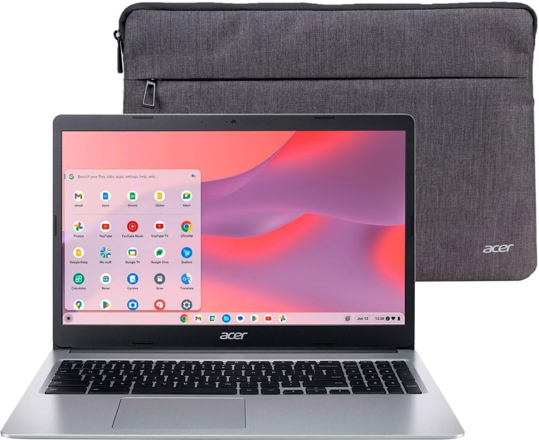 Refurbished (Good) Acer Chromebook 315 15.6" HD Laptop (Intel Celeron N4020, 4GB RAM, 64GB eMMC, Chrome OS, with Acer Laptop Case) - Silver (CB315-3H-C69K)