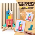 thumbnail image 2 of Wooden Stacking Puzzle Set Geometric Balancing Block Balancing Grid Decompression Game Abstract Sculpture Art Household Dresser Mantel Desktop Decor, 2 of 7