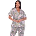 thumbnail image 4 of White Mark Women's Tropical Short Sleeve Button-Down Pajama Set, 4 of 5