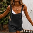 thumbnail image 2 of Womens Casual Summer Overalls Adjustable Straps Cotton Linen Shortalls Solid Shorts Jumpsuits Rompers with Pockets, 2 of 4