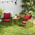 thumbnail image 2 of Outsunny Outdoor Chair Cushions with Backrest for Garden Patio, Wine Red, 2 of 10
