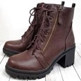 thumbnail image 2 of CEHVOM Ankle Boots Women Zipper Solid High Heel Slip Round Toe Fall Winter Chunky Booties, 2 of 7