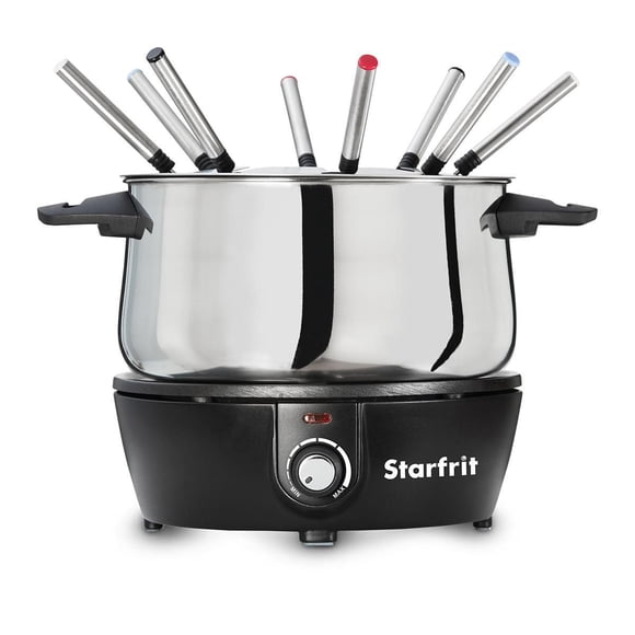 Starfrit Ensemble À Fondue Électrique 12 Pièces, Capacité 3L, Cordon Magnétique, Température Réglable, 1500W , Parfait pour Fromage & Chocolat