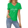 thumbnail image 2 of LUOGENLI T-shirts pour Femme pour Femmes T-Shirt Décontracté de la Saint-Valentin à Imprimé Cœur Lettre Col Rond Manches Courtes T-Shirt T-shirts pour Femmes T-Shirt Graphique Saint-Patrick Vert m, 2 of 4