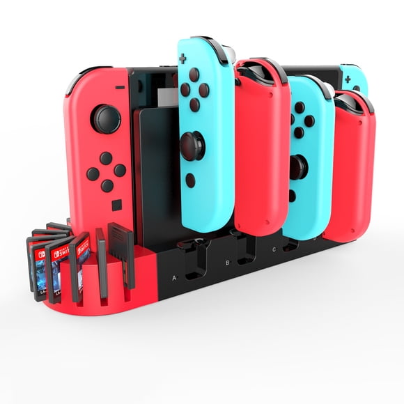 IPEGA Charging Dock for Nintendo Switch Joy-Cons - 2-in-1 Controller Charger & Game Card Storage Base, Fast-Charging Station for NS Left/Right Mini Controllers