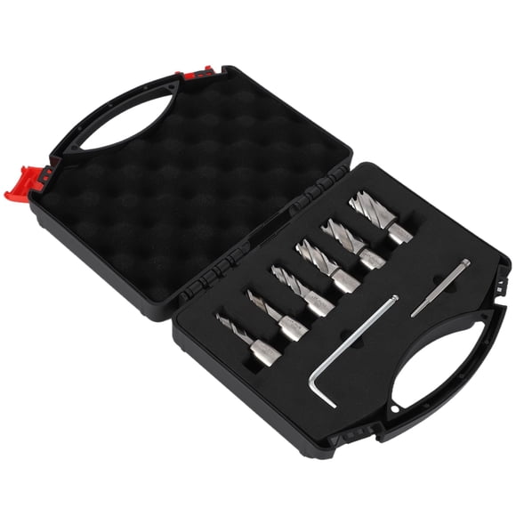 Annular Cutter Set 6 Pcs, 1 in Cutting Depth, 1/2 in to 1-1/16 in Cutting Diameter, HSS Mag Drill Bits Kit with Pilot Pin & Portable Case, Universal Shank Mag Drill Bits for Magnetic Drill Press