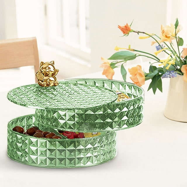 Boîte de Rangement pour Collations Divisée avec Couvercle / Contenant Rotatif pour Fruits Secs et Bonbons pour Noix / Plateau de Service Compartimenté pour Salon et Cuisine / Organisateur Ménager avec Couvercle Transparent