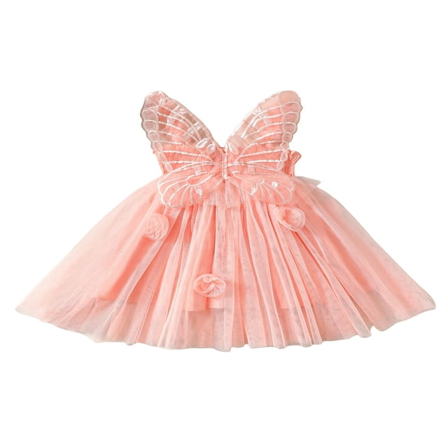 Robe de Fête pour Tout-Petites Filles Papillon Sans Manches Ligne A Robes de Princesse