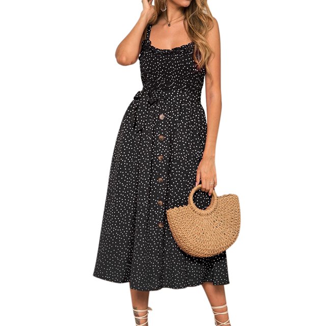 Julyccc Robe Maxi Boho Sans Manches pour Femmes, Robe d'Été de Plage à Boutons