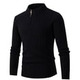 thumbnail image 2 of TIMIFIS Half Zip Pullover Men Turtleneck Knit Sweater Long Sleeve Rib Bottom Hem Shirt pring, 2 of 5