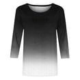 thumbnail image 5 of Cinvoph T-Shirts d'Été Imprimés pour Femmes Manches 3/4 Col Rond Dégradé Hauts Chandail Ample Blouses de Vacances, 5 of 5