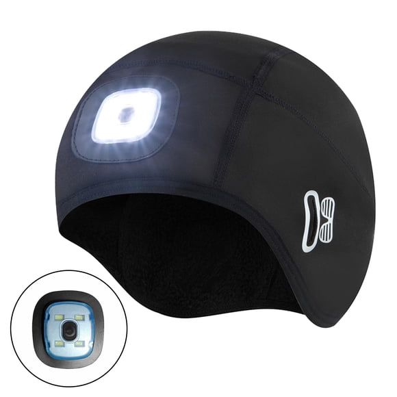 Knitted Sports Hat with Light/Adjustable Knob Rechargeable LED Beanie Hat for Men and Women Winter Cycling Hat and Camping Gadget Night Light Headlamp