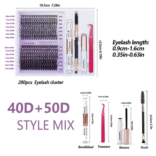 DIY Lash Extension Kit: Mixed Style Lash Clusters with Bond & Seal...