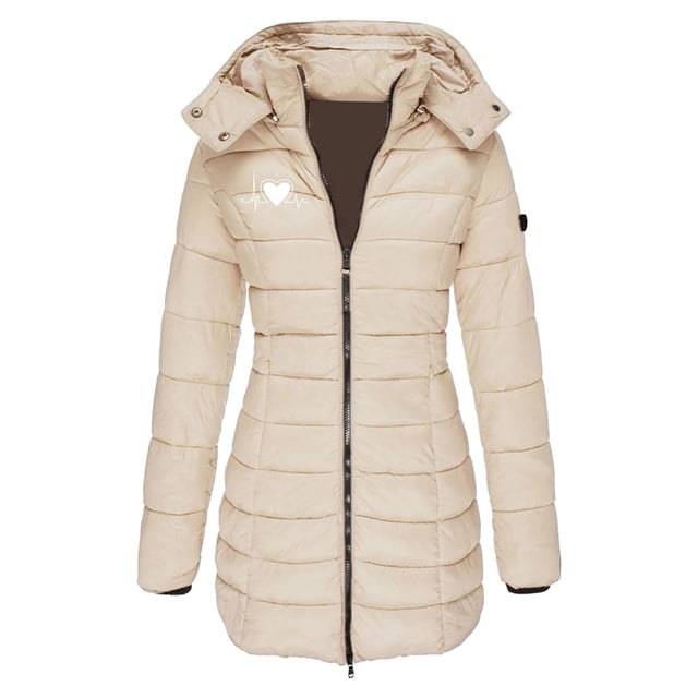 Fankiway Veste Décontractée Mi-Longue à Capuche à Manches Longues pour Femme avec Petit Imprimé Style Kaki G