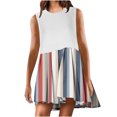 thumbnail image 1 of RKSTN Robes d'Été pour Femmes 2024 Décontractées Patchwork Sans Manches Col Rond Plissé Robes Amples Grande Taille Couleur Unie Taille Élastique Robes Midi, 1 of 4