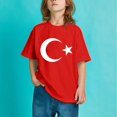 thumbnail image 4 of PMVFHDE T-Shirts à Manches Courtes pour Garçon, Enfants, Imprimé Drapeau de la Turquie, T-Shirt à Manches Courtes à Col Rond, Tendance Mode, Chandail de Base, Hauts Rouge, 8-9 Ans, 4 of 6