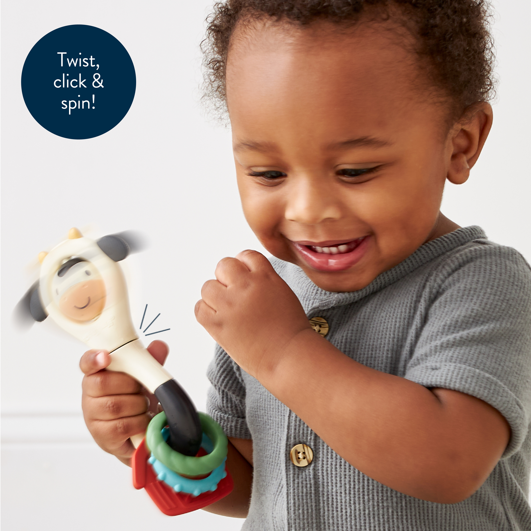 Itzy Ritzy Itzy Spinner™ Vache Jouet à rotation pour bébé, ventouse rotative, pour nourrissons, 6 mois et plus