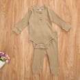 thumbnail image 3 of Combinaisons de Bébé en Tricot, Boutons Col Rond à Manches Longues Haut + Pantalon Long Élastique, 3 of 6