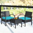 thumbnail image 1 of Costway 3PC Patio Rattan Furniture Set Coffee Table Conversation Sofa Cushioned, 1 of 10