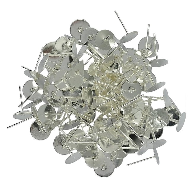 KLKCMS Vente en Gros 100 Pcs Coussinet Vierge de 8 mm pour Clou d'Oreille, Tige, Goupille, Fabrication de Bijoux, Accessoires