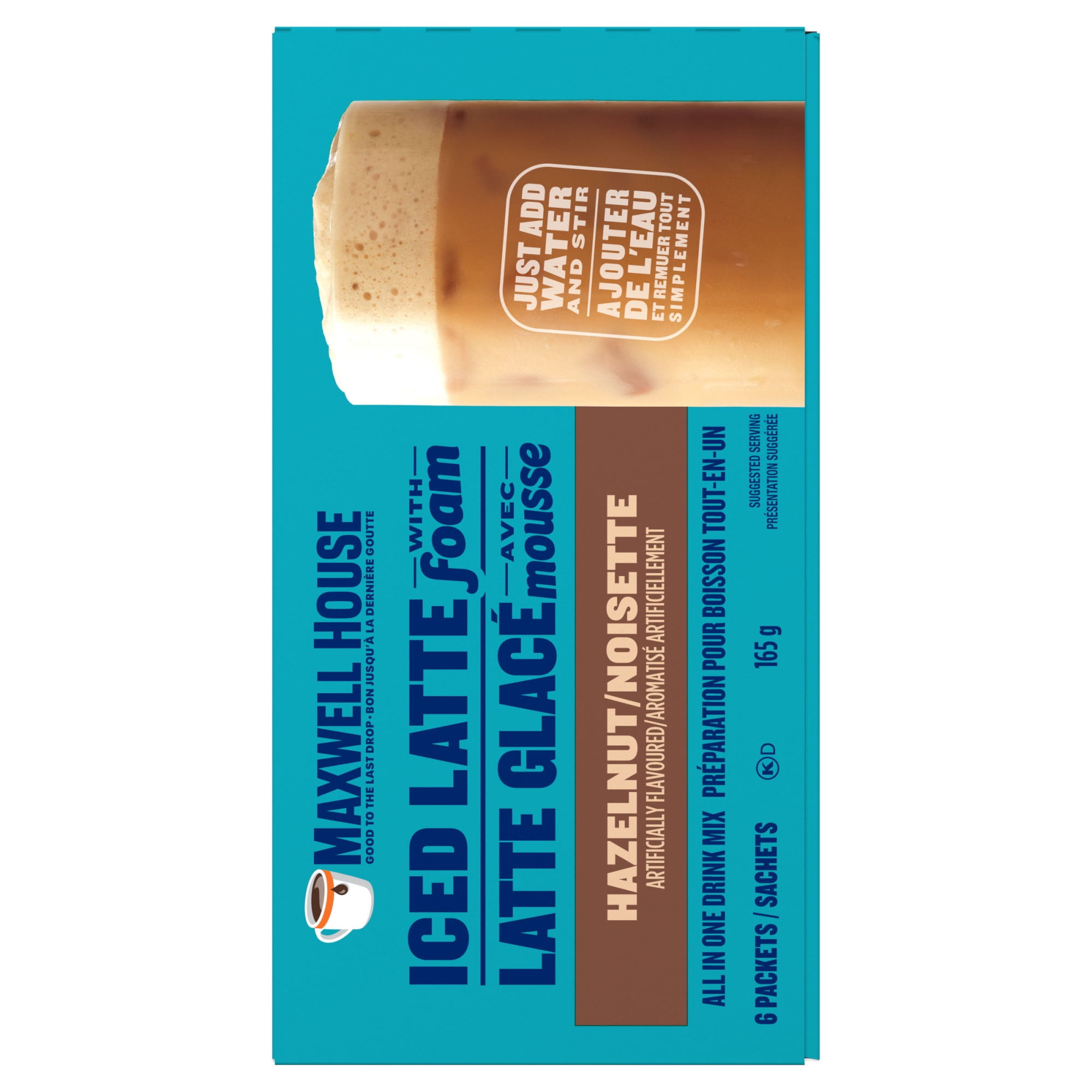 Mélange Instantané Pour Café Latte Glacé Aux Noisettes Avec Mousse, 6 Sachets