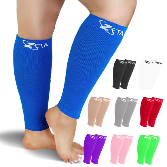 Zeta Wear 1 Pair Plus Size Calf Compression Sleeves - 15-19 mmHg Graduated Support for Men & Women | Wide Calf Fit for Swelling Varicose Veins Shin Splints Travel Nurses Running Recovery