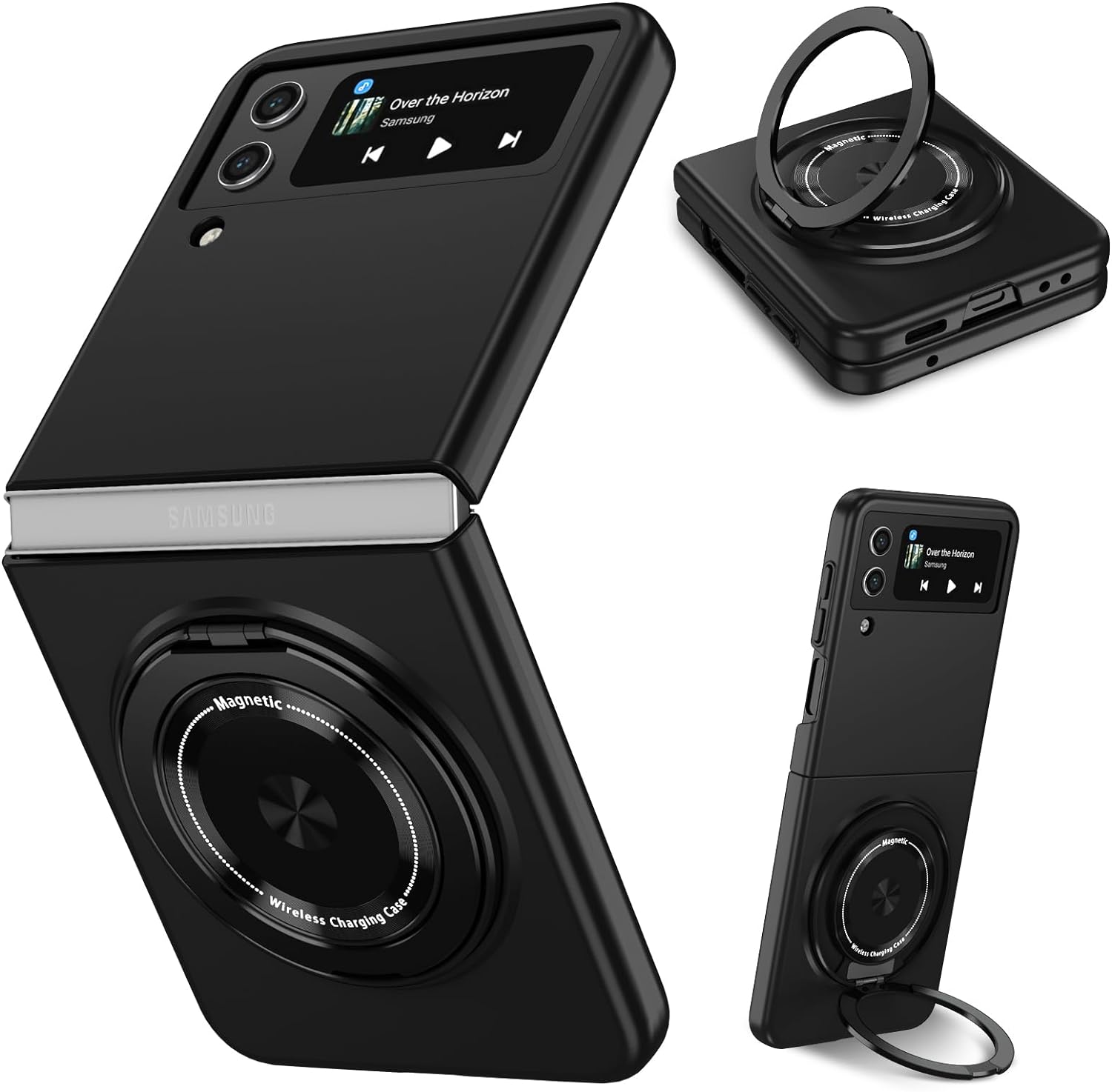 Tianle Magnetic Rotating Folding Phone Case for Samsung Galaxy Z Flip 4 5G,Stand Shockproof Phone Case Compatible with Samsung Galaxy Z Flip 4 (Black)
