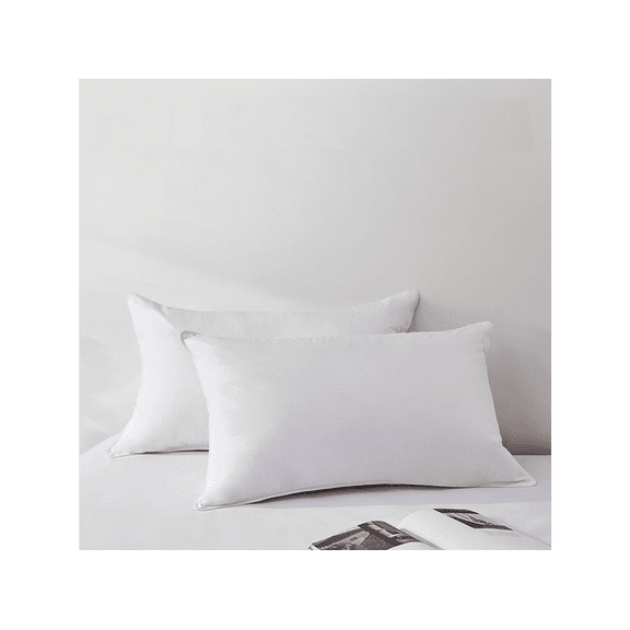Highland Feather 750 Fill Power Hungarian White Goose Down Pillow 700TC Pure Cotton Casing VISGRAD Soft and Comfy Support, Soft, Queen Size, 17 oz, Two Pillows