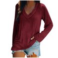 thumbnail image 1 of KIHOUT Spring Winter Womens Tops Fashion Casual Long Sleeve V-Neck Solid Color Ladies Tops Blouse, 1 of 4