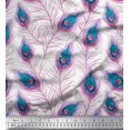 thumbnail image 1 of Soimoi Moss Georgette Fabric Peacock Feather Print Sewing Fabric Yard 42 Inch Wide, 1 of 3