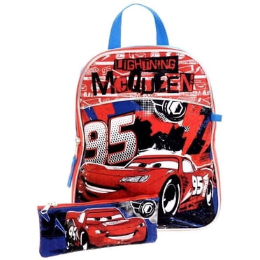 Cars Mini Backpack for Kids - 11 Inch Multicolor Shoulder School Bag with Pencil Case
