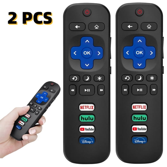JUNWELL 2 pack Replacement Remote Control Only for TV Compatible for TCL /Hisense /Onn /Sharp /Element /Westinghouse /Philips Smart TVs (Not for Stick and Box)